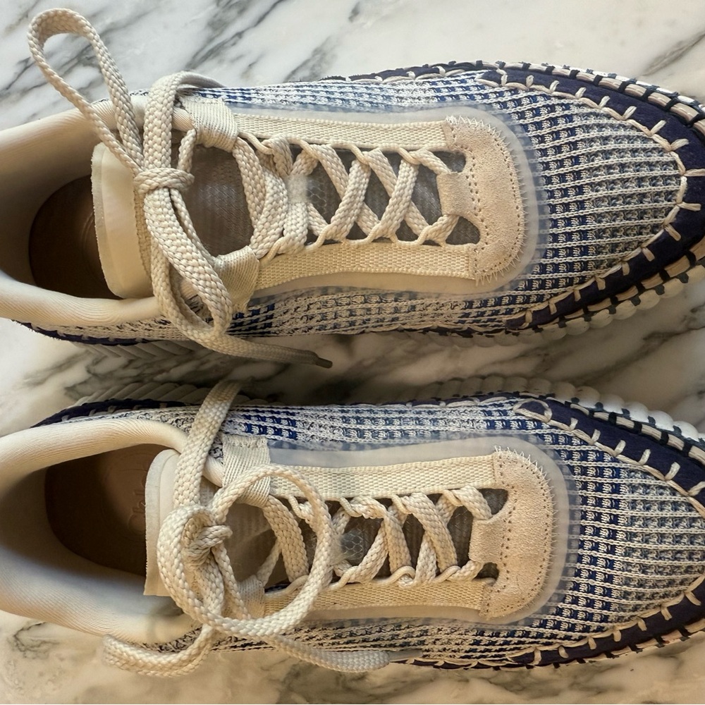 Chloe Beige and Blue Women's Sneakers - Picture 4 of 5